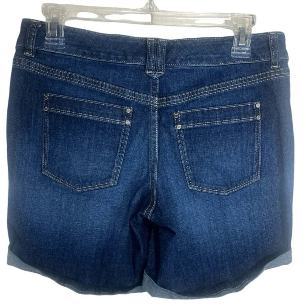 White House Black Market Cuffed Stretch Jean Shorts. - Picture 2 of 6